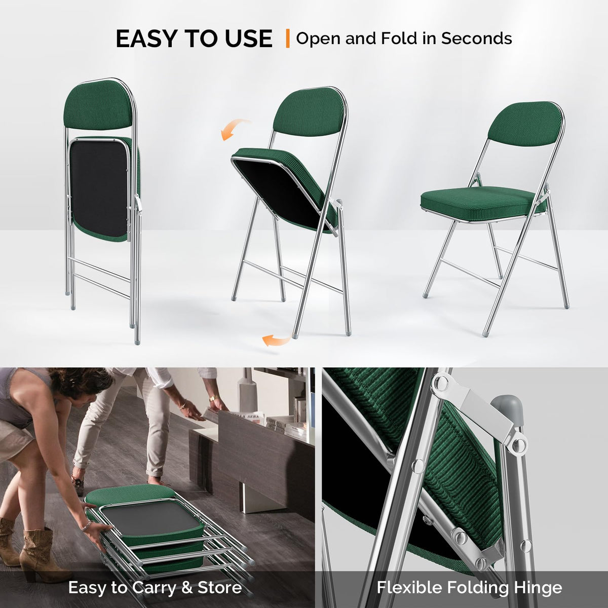 2 Pack Olive Green Folding Chairs with Padded Seat R61237