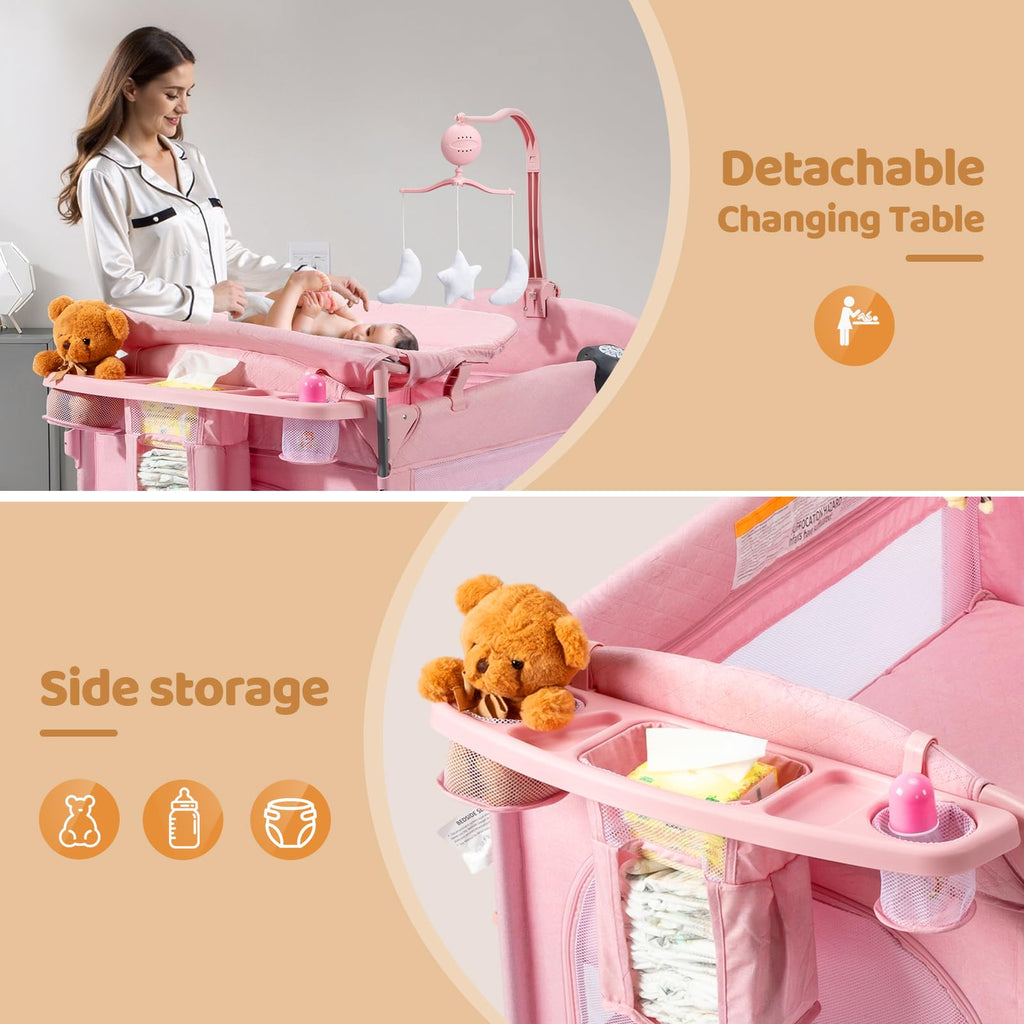 9 in 1 Bedside Bassinet with Changing Table A7702