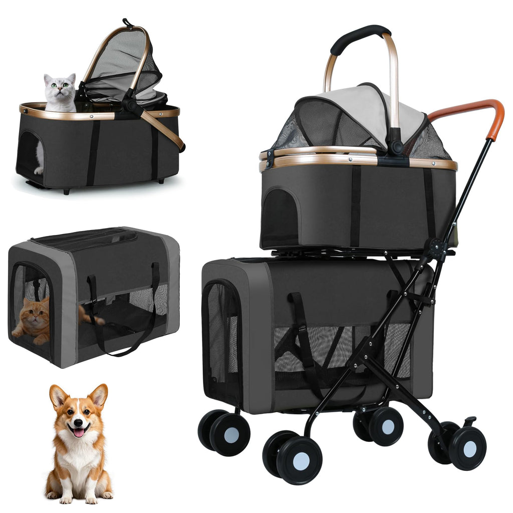 Double Pet Stroller with 4 Lockable Wheels C654585