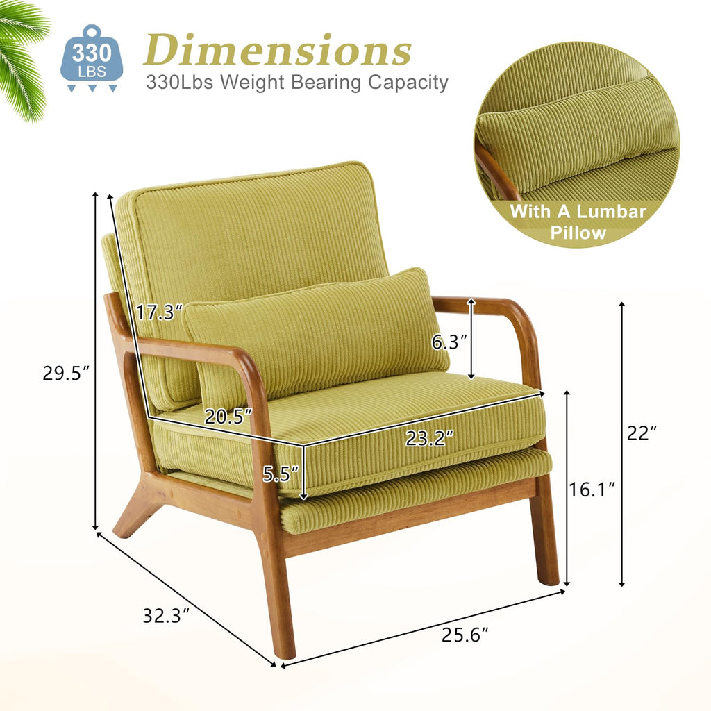 Green Corduroy Accent Chairs Set of 2 M1588