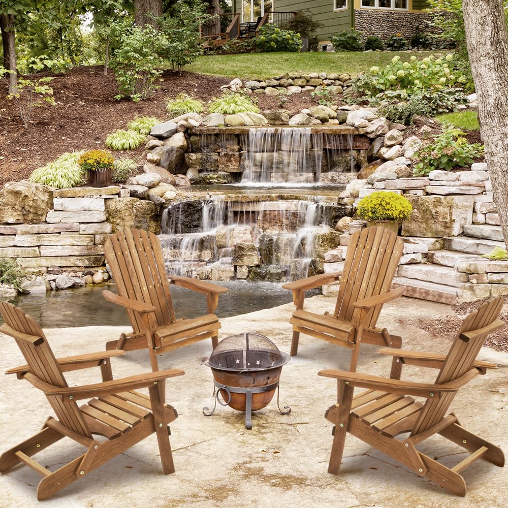 Solid Cedar Wood Folding Adirondack Chair Set of 2 Z9374