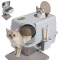 XL Stainless Steel Enclosed Cat Litter Box with Lid T5730