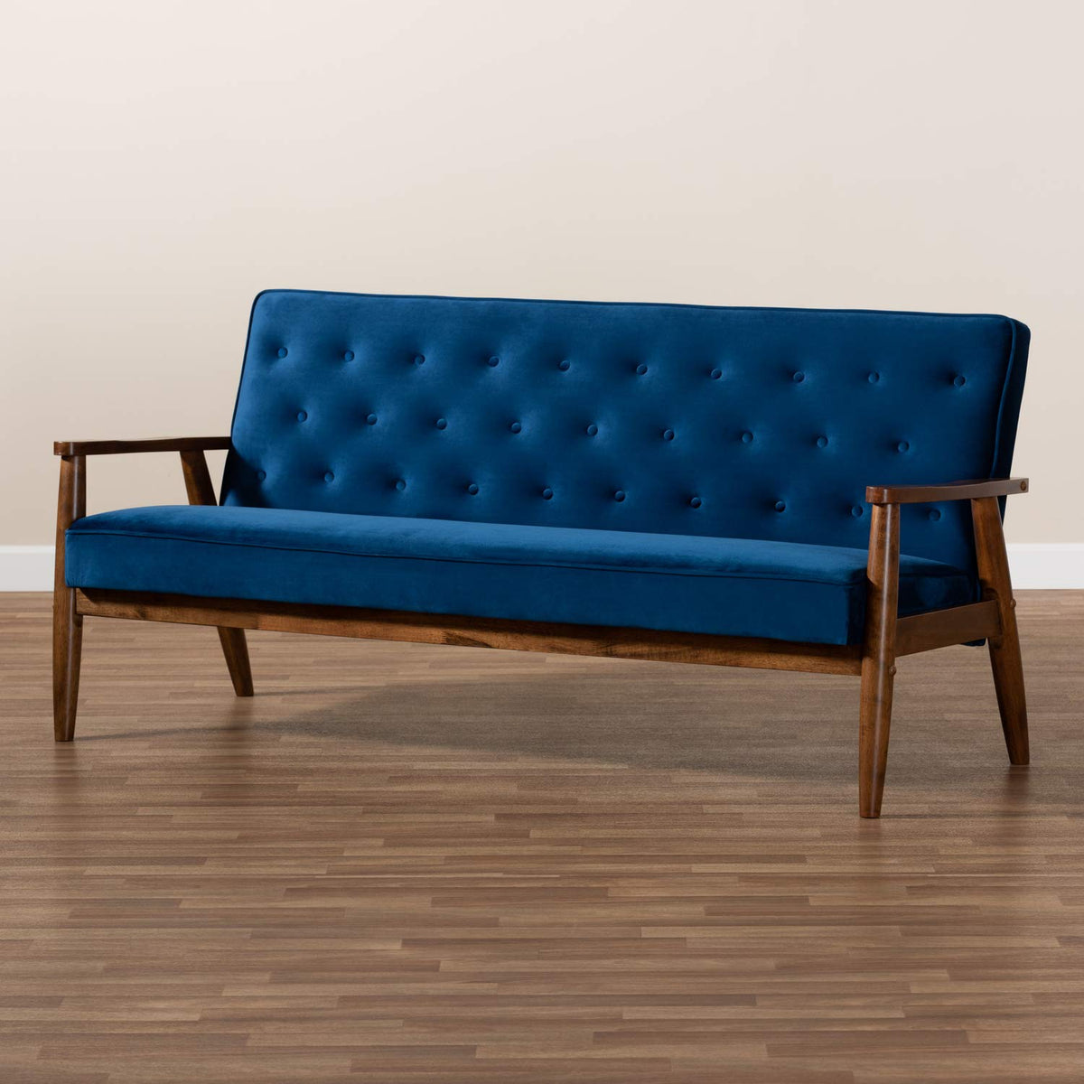 Navy Blue Velvet Upholstered 3-seater Sofa Z7723