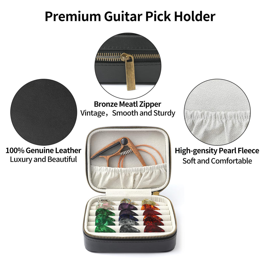 Leather Guitar Pick Case Holder Box Y59144