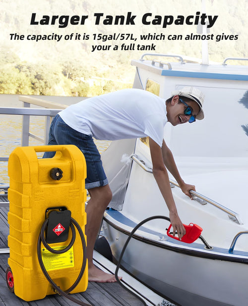15 Gallon Portable Gas Tank with Caster and 10Ft Hose A831326
