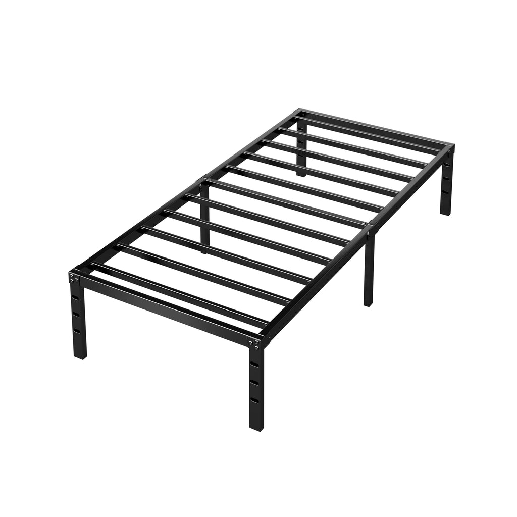 14 Inch Tall Black Metal Platform Twin Size Bed Frame V39540