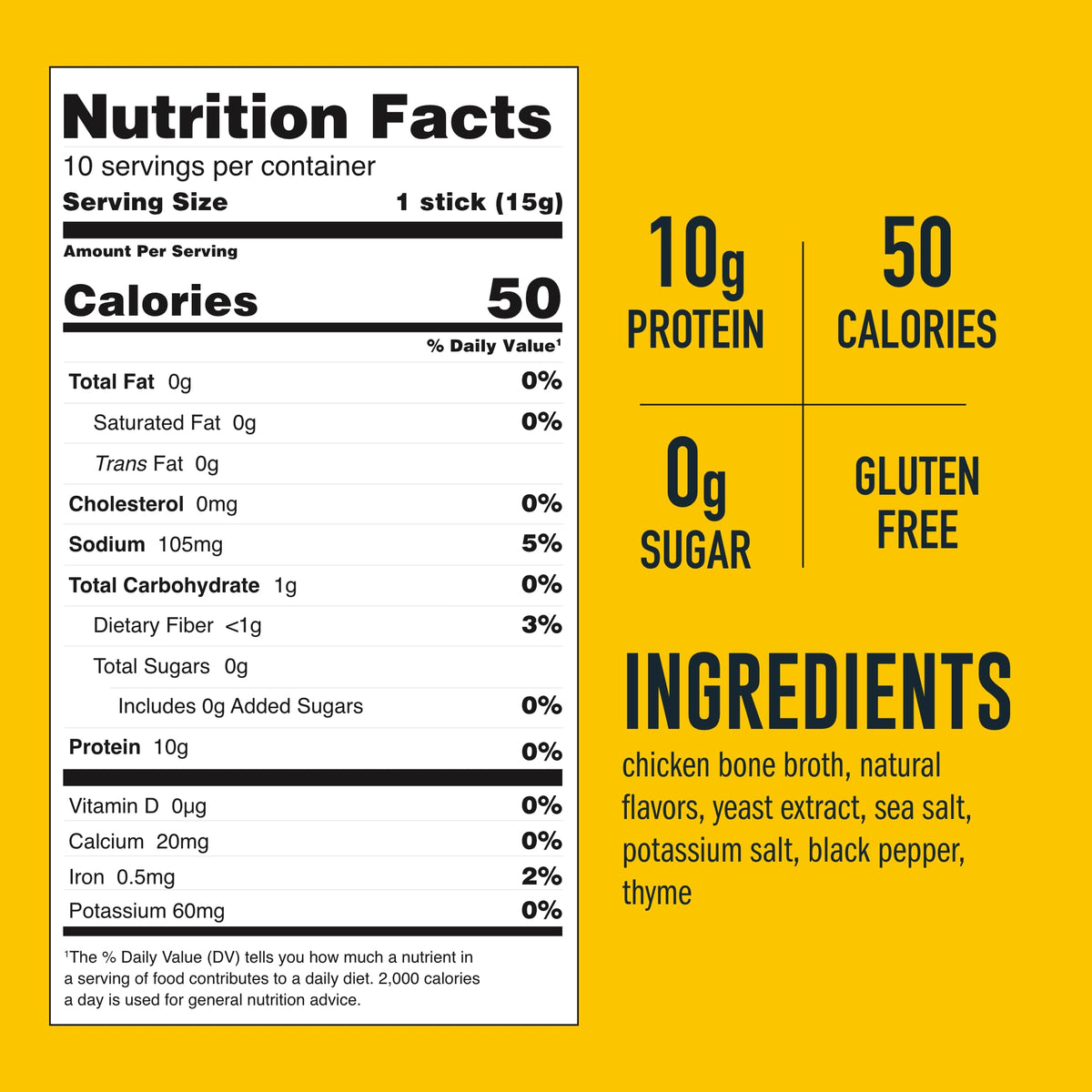 Low Sodium Chicken Bone Broth Powder, 10 Stick Packs H129483