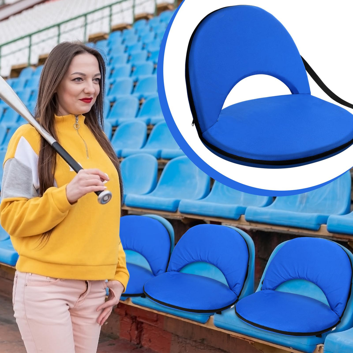 4 Pcs Adjustable Folding Portable Stadium Seats with Back Q50174