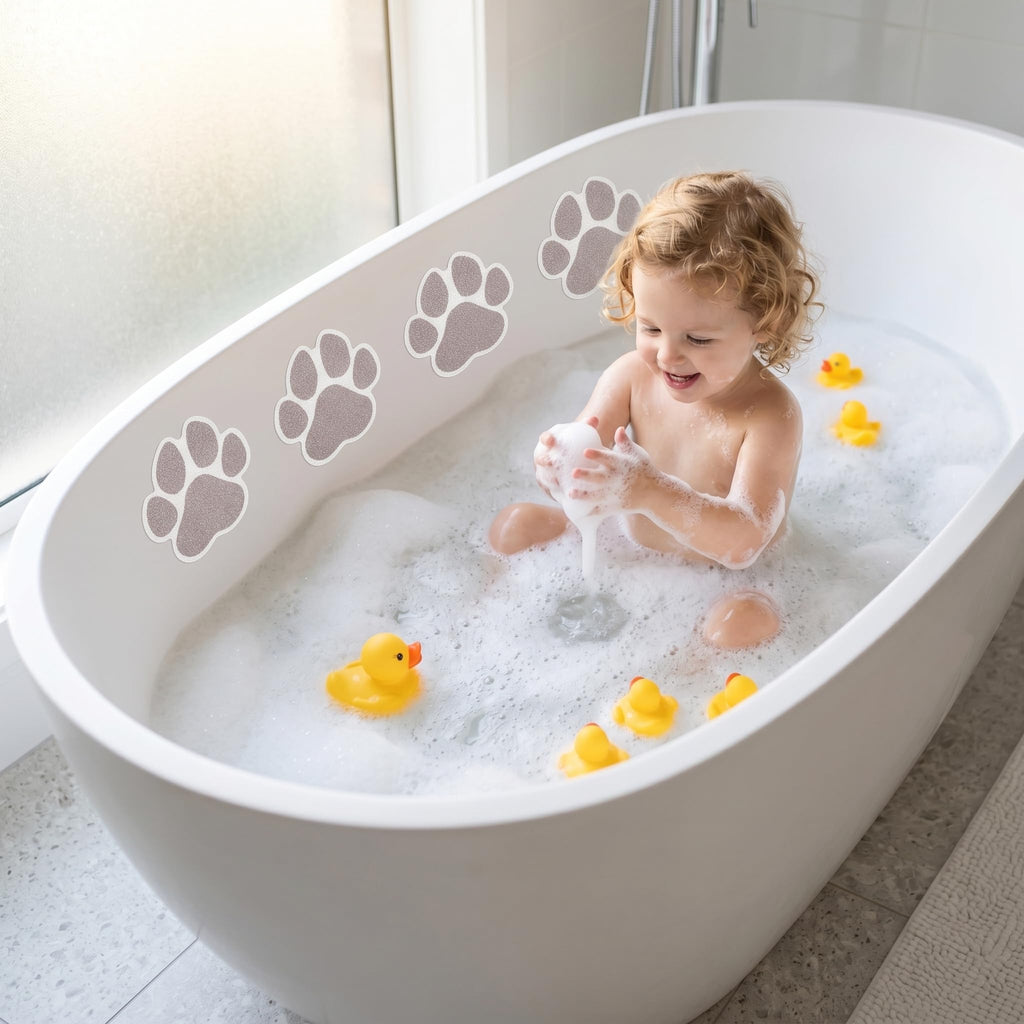 Grey Checkered Dog Paw Non Slip Stickers M909284