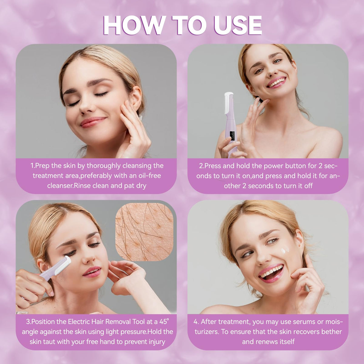 Purple Rechargeable Facial Razor with 8 Blades R10953