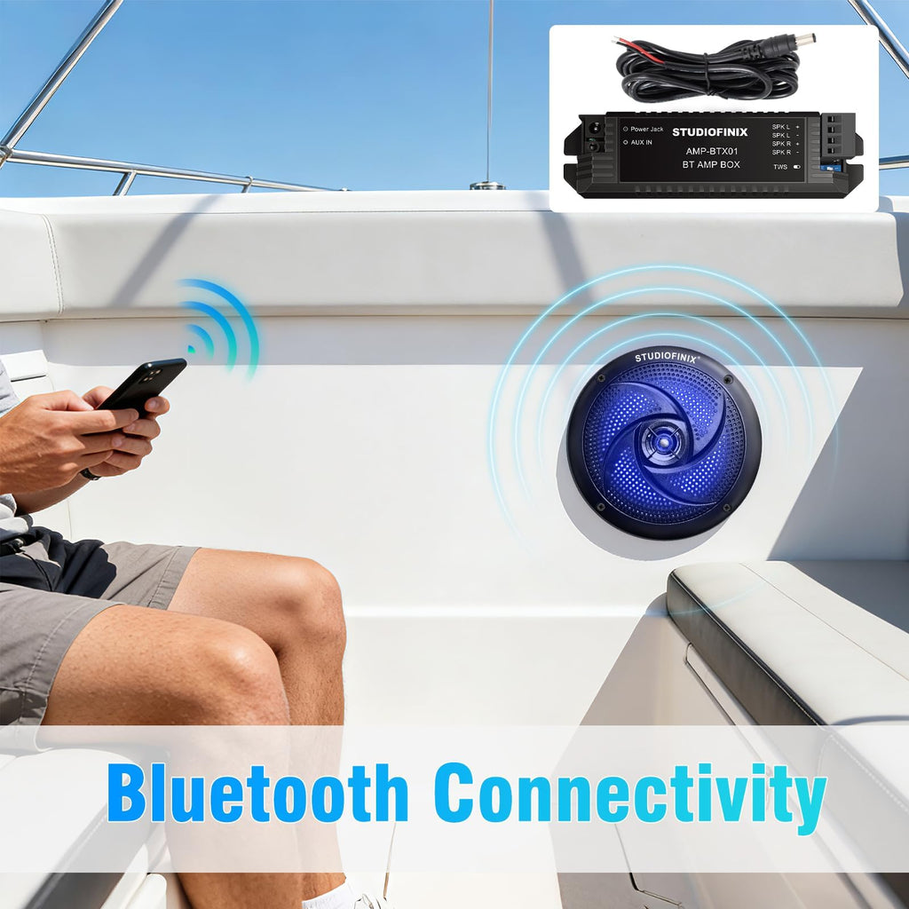 4 Inch 80W Bluetooth Waterproof Marine Speakers 2 Way Black X8132