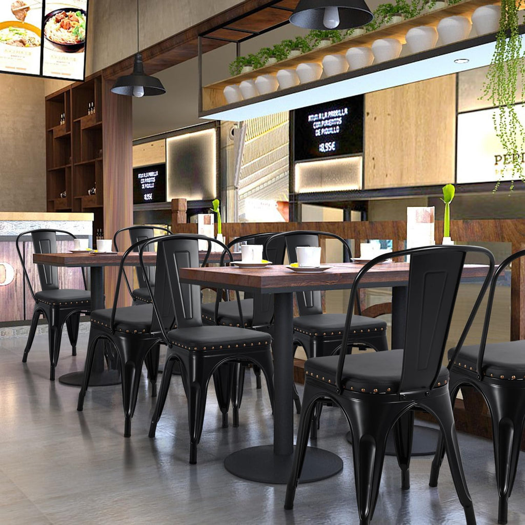 Black Cushioned Metal Dining Chairs Set of 4 V64802