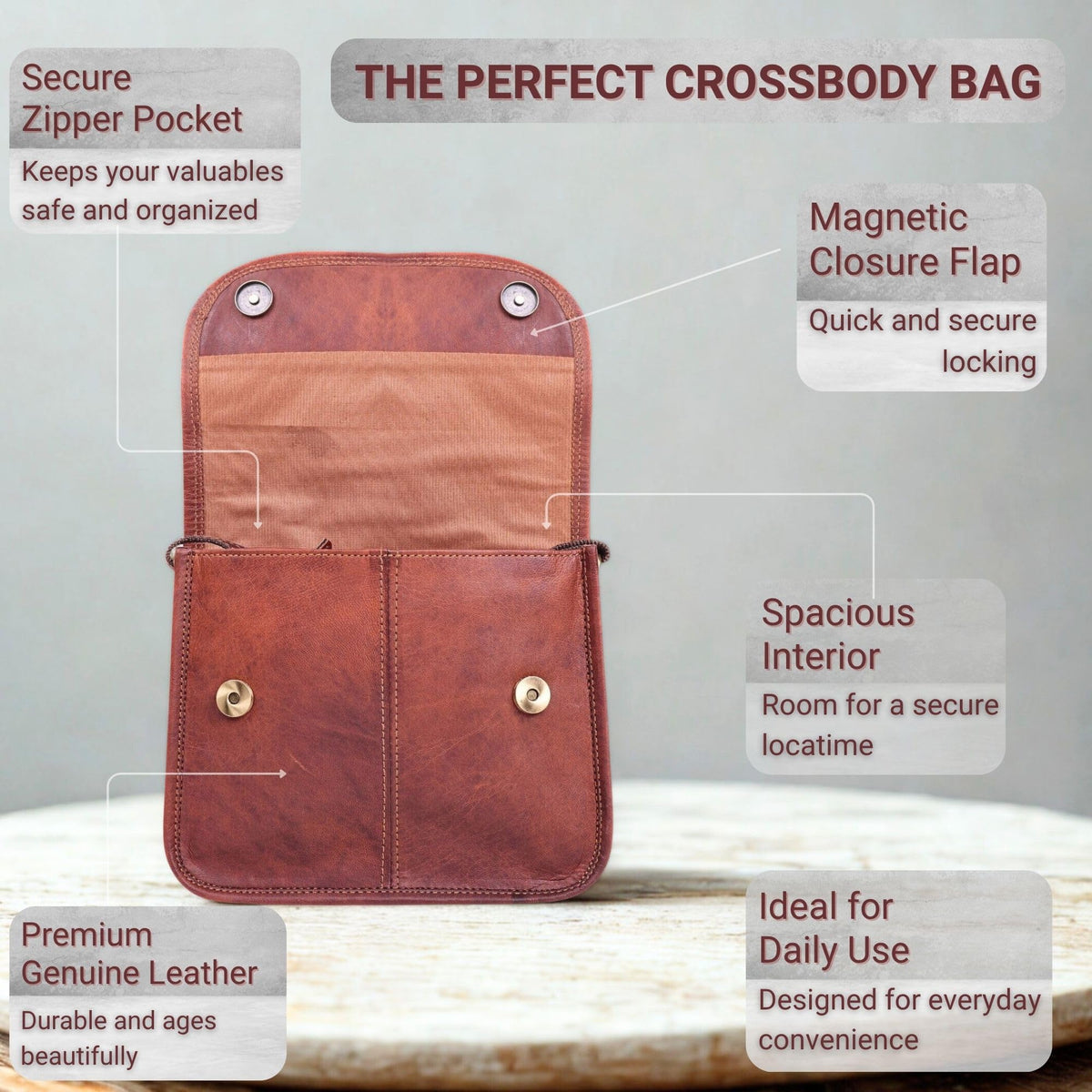 Brown Leather Crossbody Purse Z857340