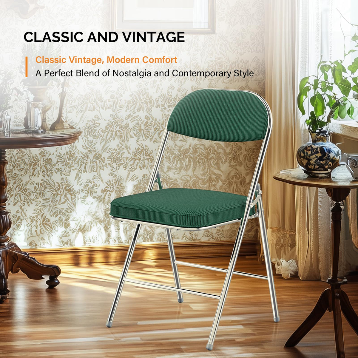 2 Pack Olive Green Folding Chairs with Padded Seat R61237