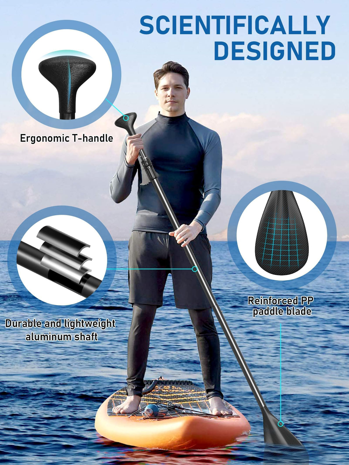4 Piece Carbon Aluminium Adjustable SUP Paddle 67"-83" N430671