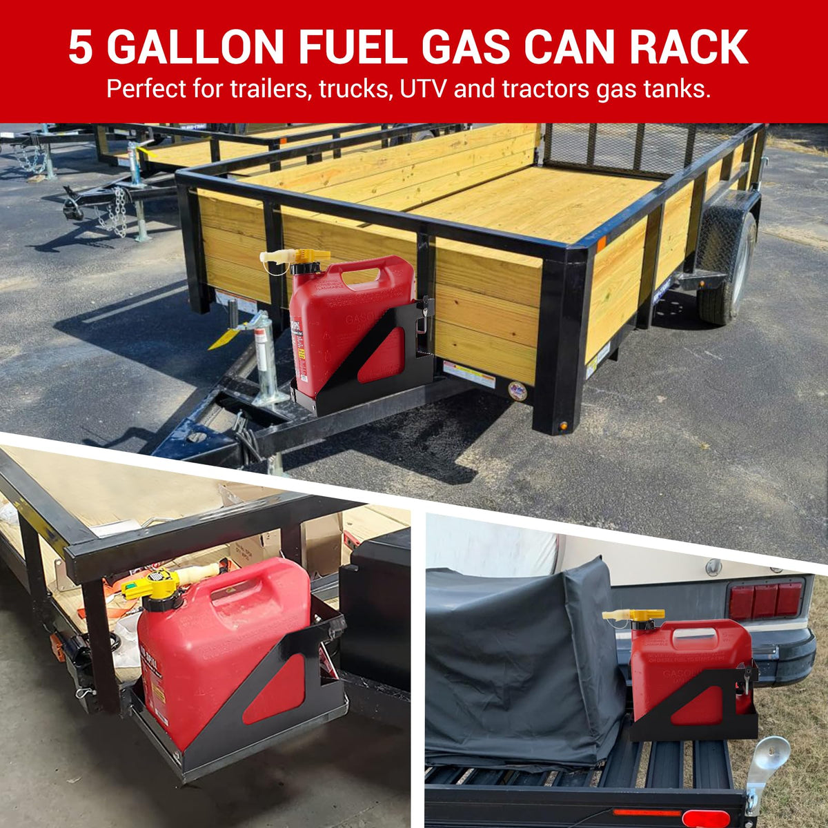 5 Gallon Trailer Gas Can Holder Rack J979