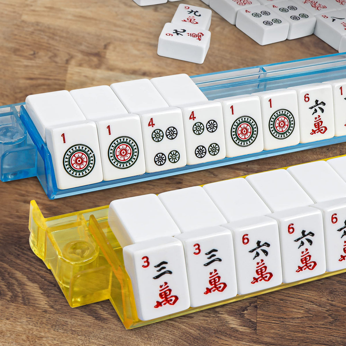 166 Tiles Mahjong Set with Racks Pushers Bag V617847
