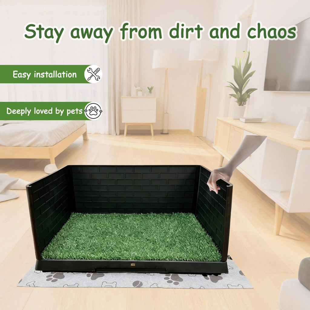 Dog Grass Pad with Tray, 30" X 20", with 2 Reusable Grass Pads S8685