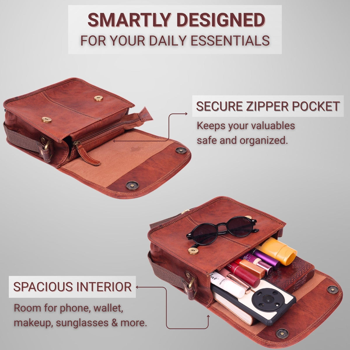 Brown Leather Crossbody Purse Z857340