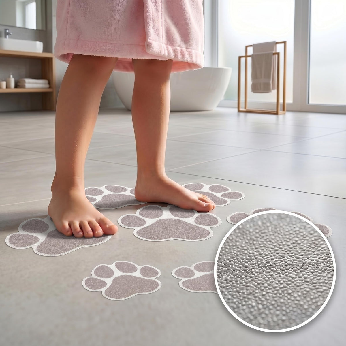 Grey Checkered Dog Paw Non Slip Stickers M909284