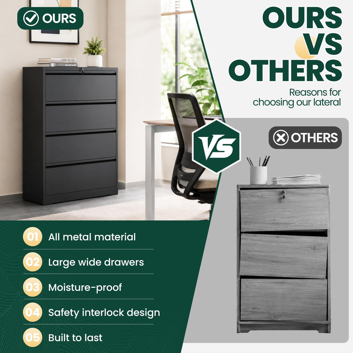 4 Drawer Black Metal File Cabinet Y84523