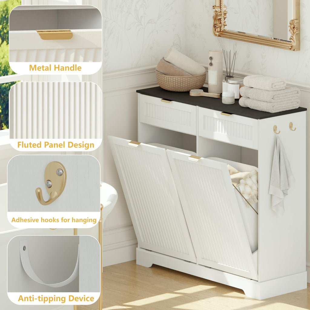 13 Gallon Tilt Out Trash Can Cabinet with Drawer N2540