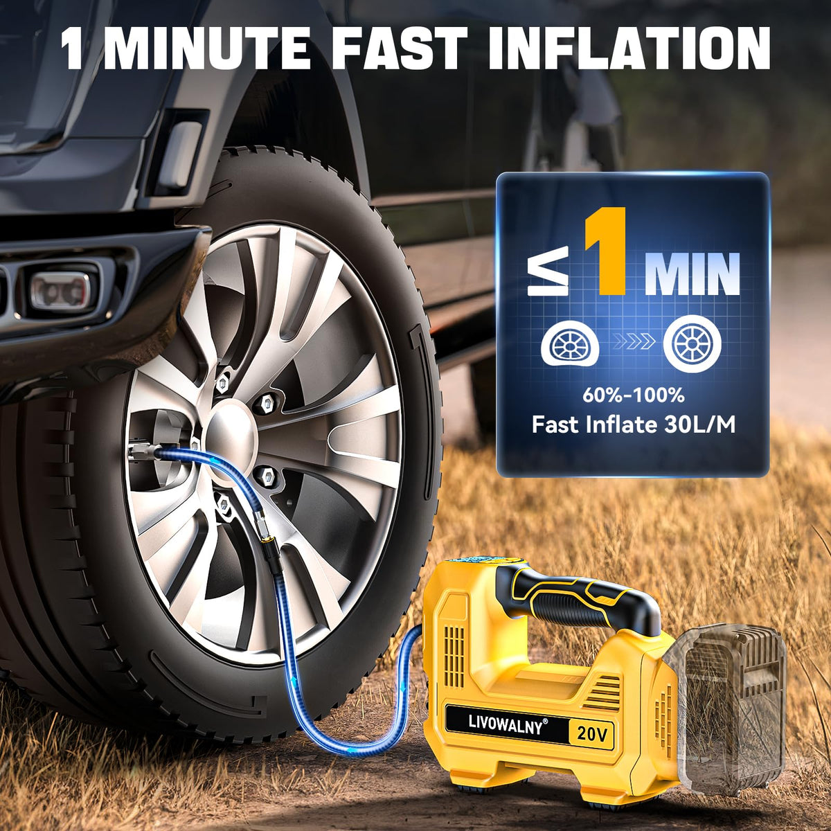 160PSI Cordless Tire Inflator Air Compressor Portable Handheld Air Pump with Digital Pressure Gauge G84526