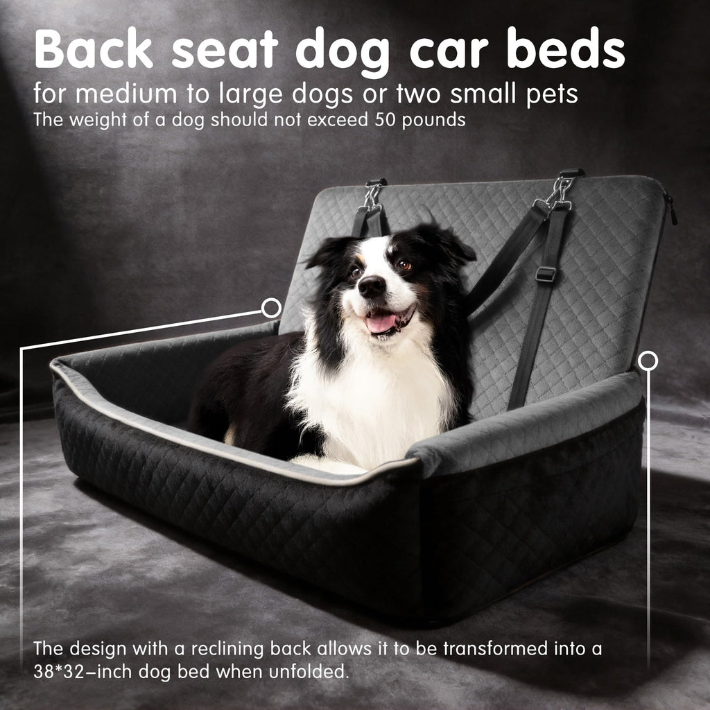 Large Dog Car Seat Portable Travel Dog Bed Velvet Memory Foam C2675