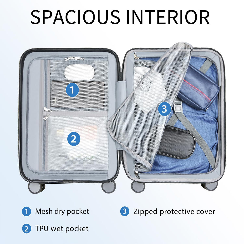 Hardside Expandable Carry On Luggage with Spinner Wheels, TSA Lock, USB Port, 20-Inch, White H48738