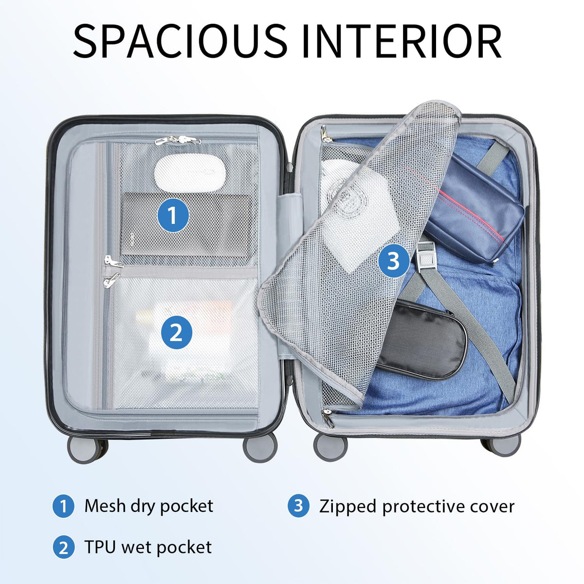Hardside Expandable Carry On Luggage with Spinner Wheels, TSA Lock, USB Port, 20-Inch, White H48738