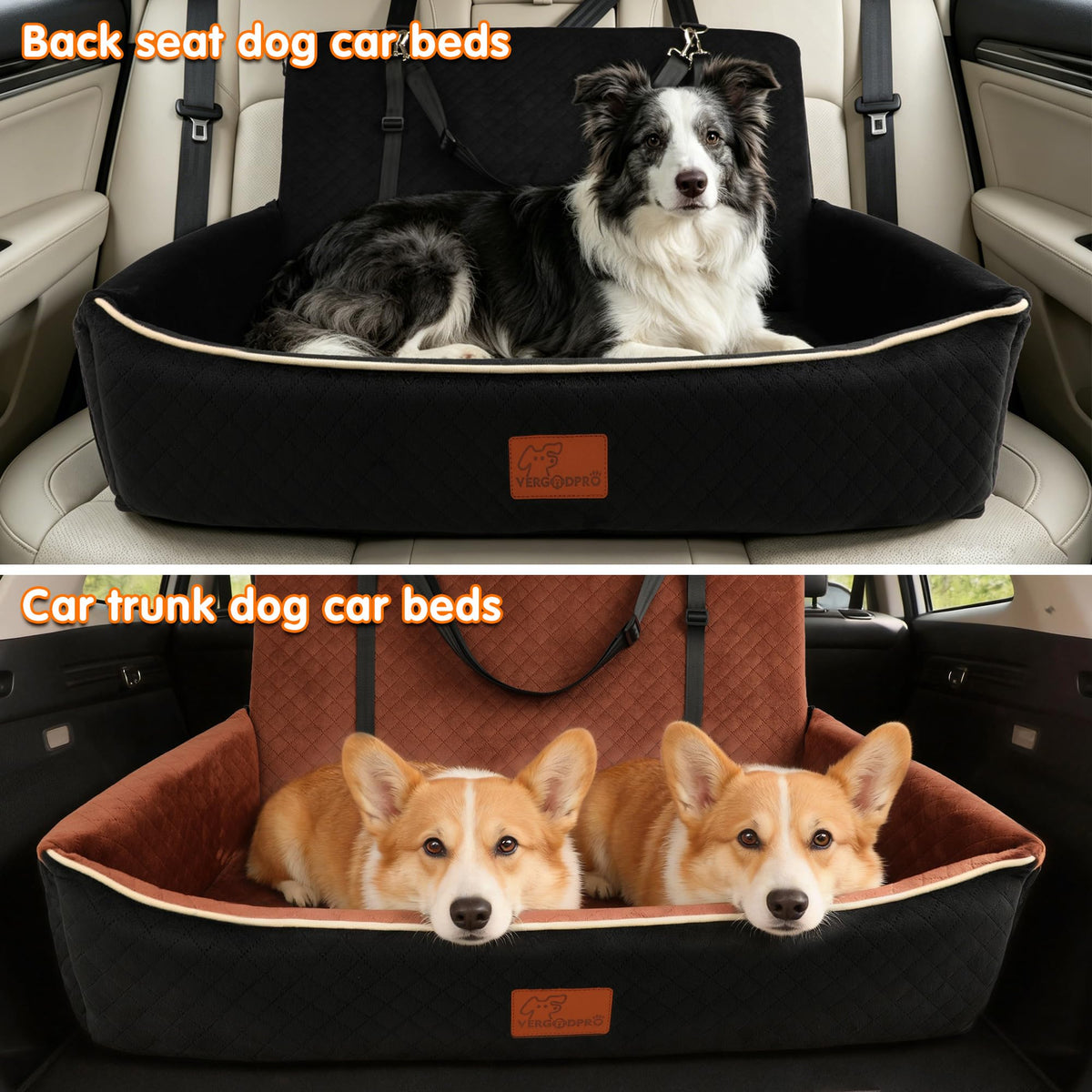 Large Dog Car Seat Portable Travel Dog Bed Velvet Memory Foam C2675