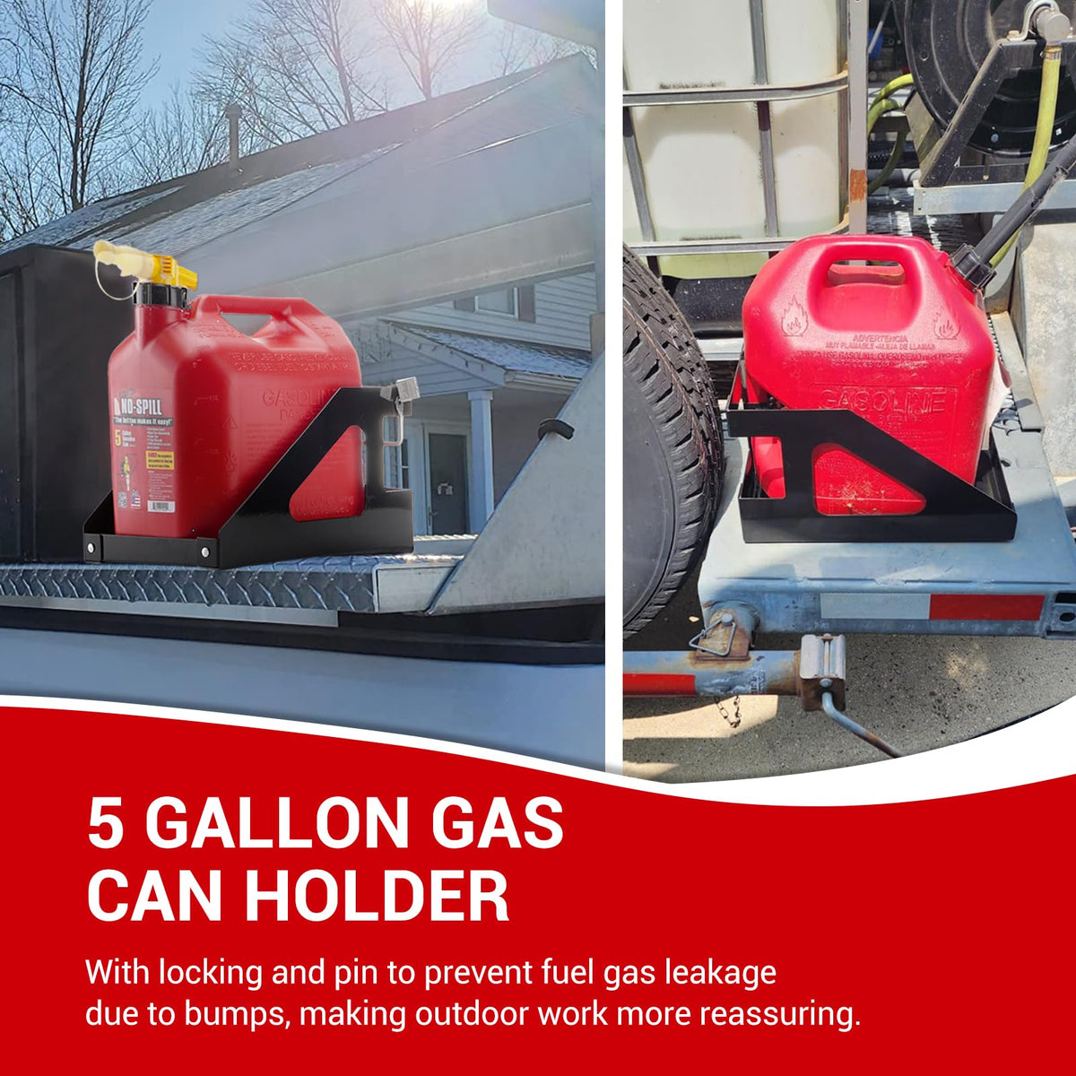 5 Gallon Trailer Gas Can Holder Rack J979