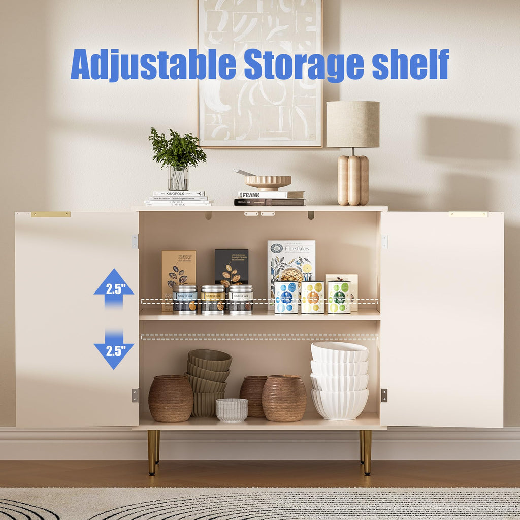 Oak Fluted Sideboard Storage Cabinet with 2 Doors Q743313