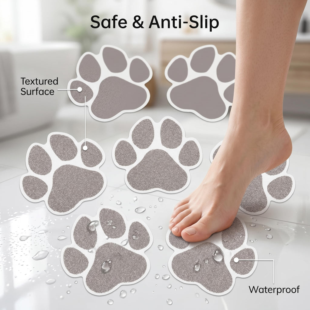 Grey Checkered Dog Paw Non Slip Stickers M909284
