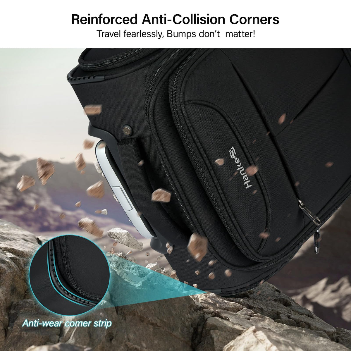 Black 16 Inch Underseat Carry On Luggage with Spinner Wheels N98879