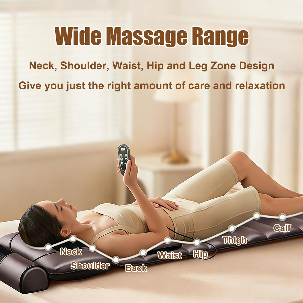 Brown Full Body Heating Massage Mat with Detachable Neck and Leg Massagers S412