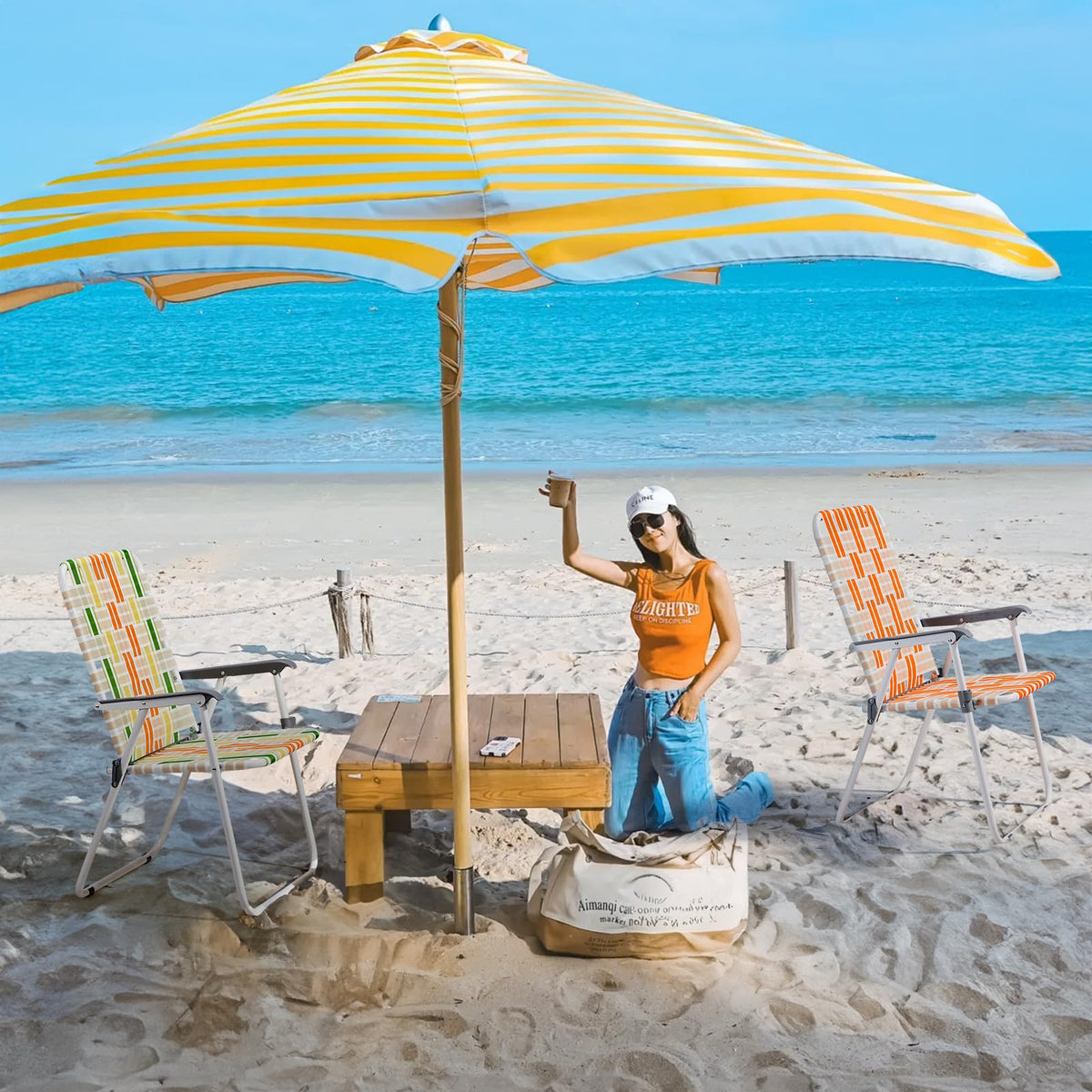 Set of 2 Webbed Folding Beach Chairs B660