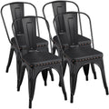 Black Cushioned Metal Dining Chairs Set of 4 V64802