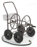 Four Wheel 250 Foot Capacity Steel Frame Water Hose Reel Cart with Basket A230684