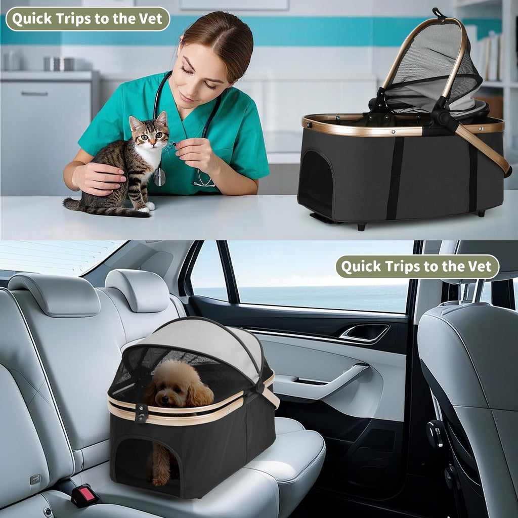 Double Pet Stroller with 4 Lockable Wheels C654585
