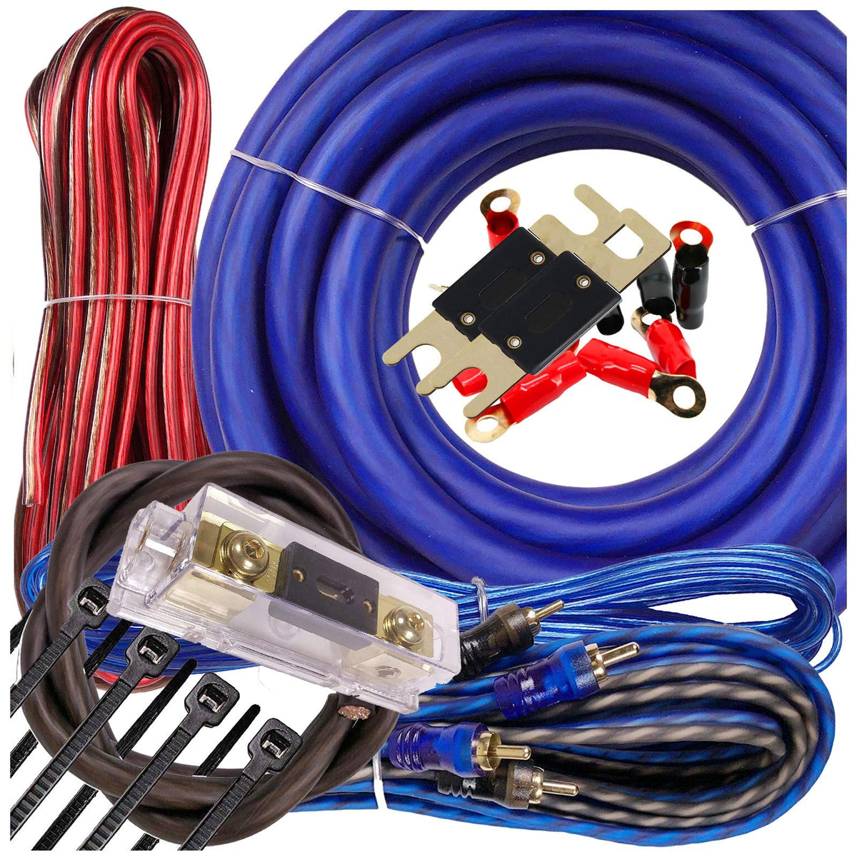 1/0 Gauge Amplifier Wiring Kit with 17 ft Power Wire A410
