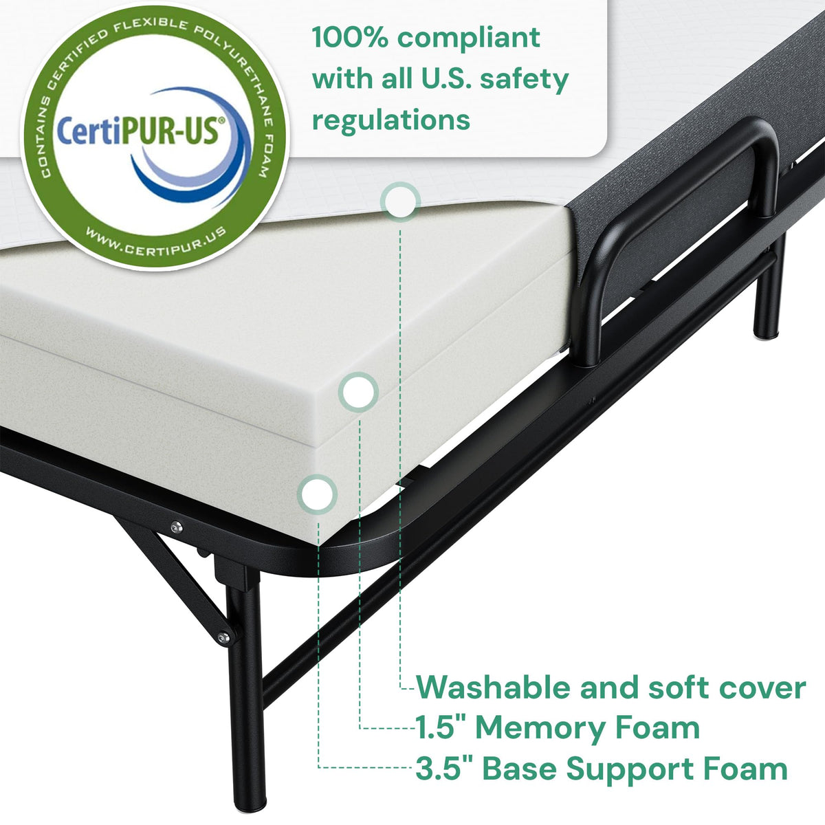 Twin Folding Bed with 5" Memory Foam Mattress P203
