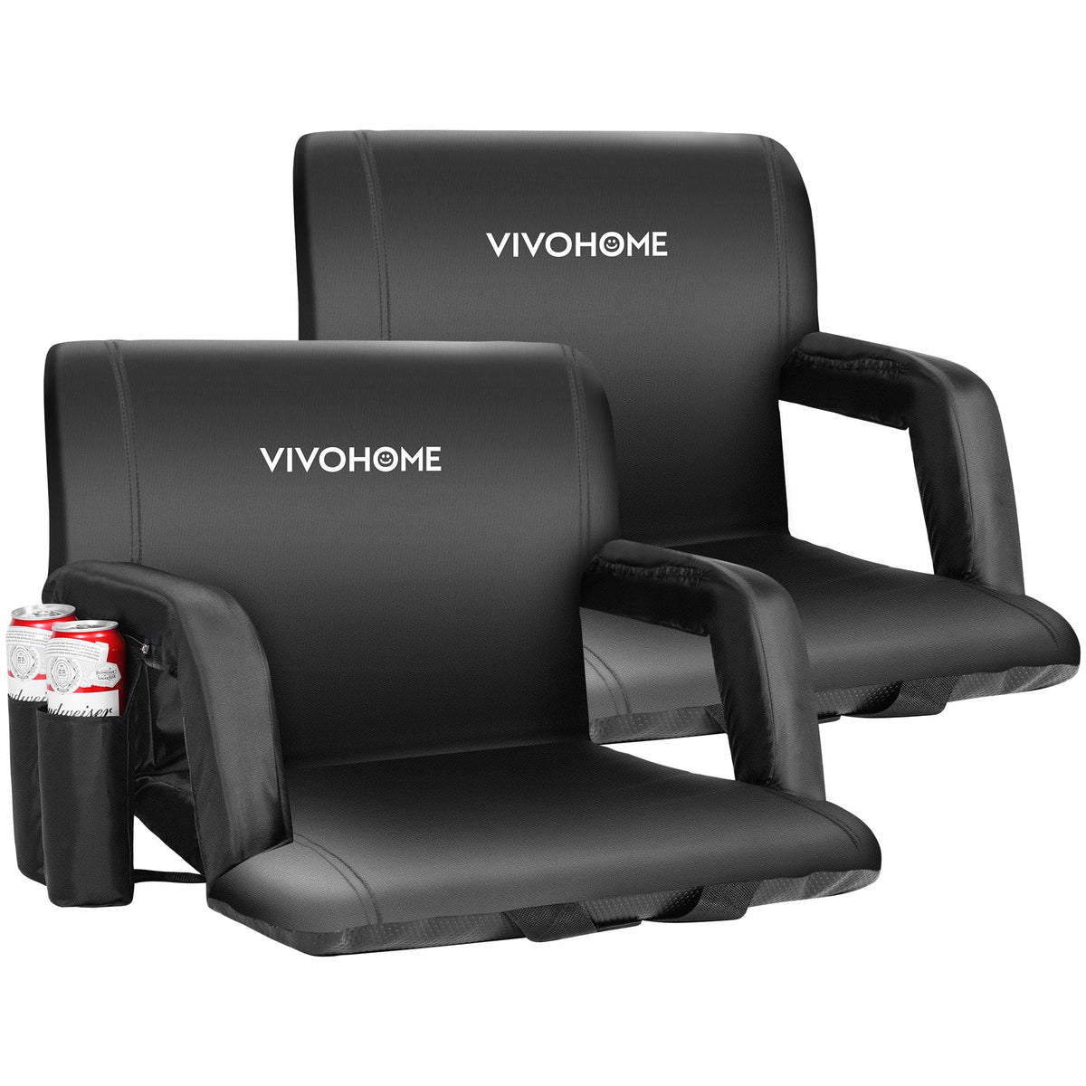 2 Pack Portable Padded Stadium Seats with Back Support and Cup Holder G483