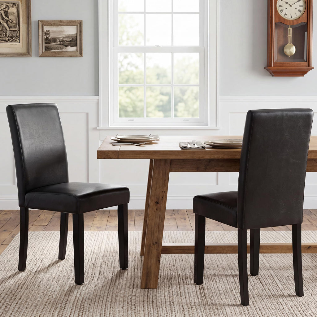 Black Upholstered Dining Chairs Set of 6 with Solid Wood Legs J3712