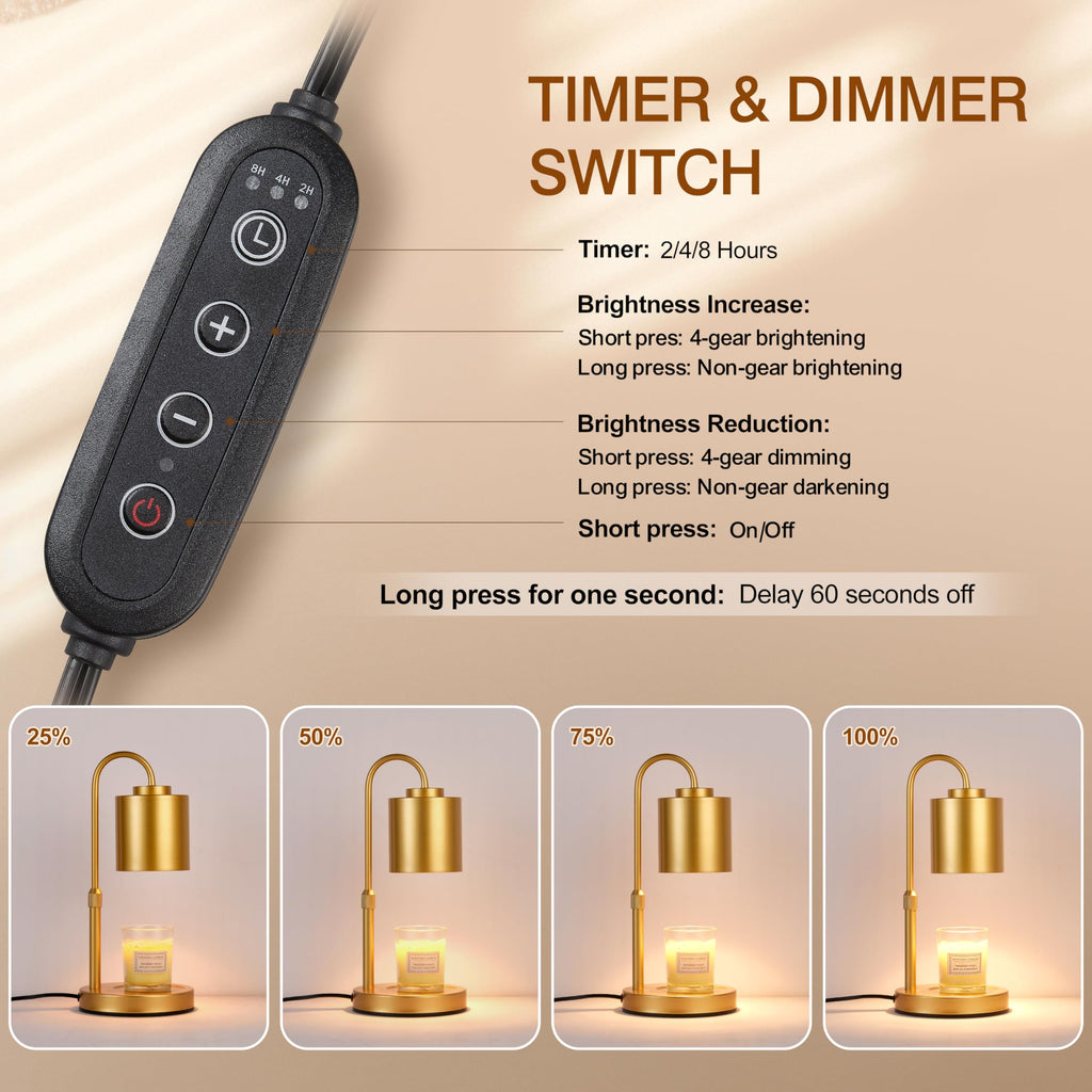 Height Adjustable Electric Candle Warmer Lamp with Timer & Dimmer F35428