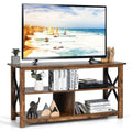 Brown 3 Tier Wood TV Stand with Open Shelves H327