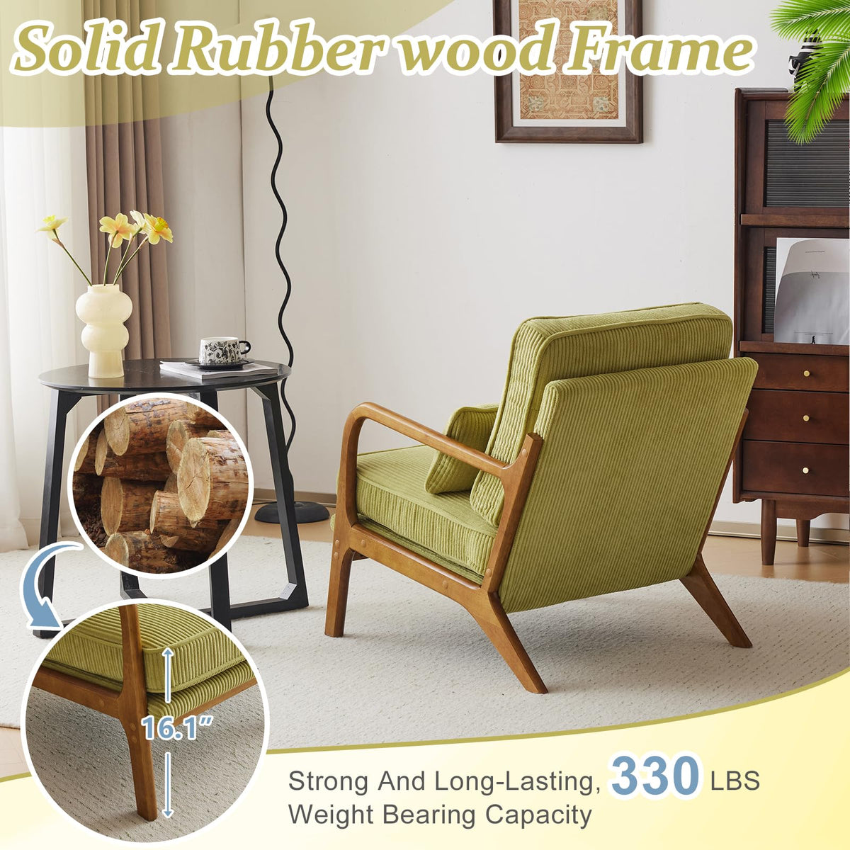 Green Corduroy Accent Chairs Set of 2 M1588
