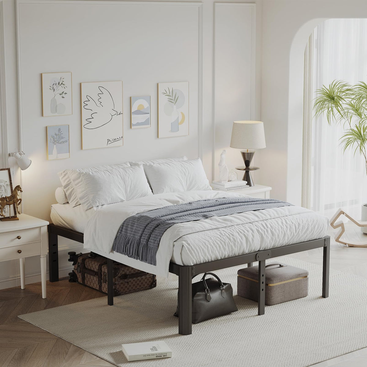 18 Inch Metal Bed Frame Queen Size Black M364783
