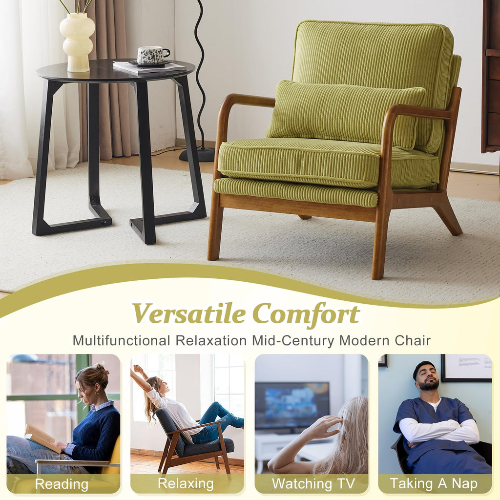 Green Corduroy Accent Chairs Set of 2 M1588