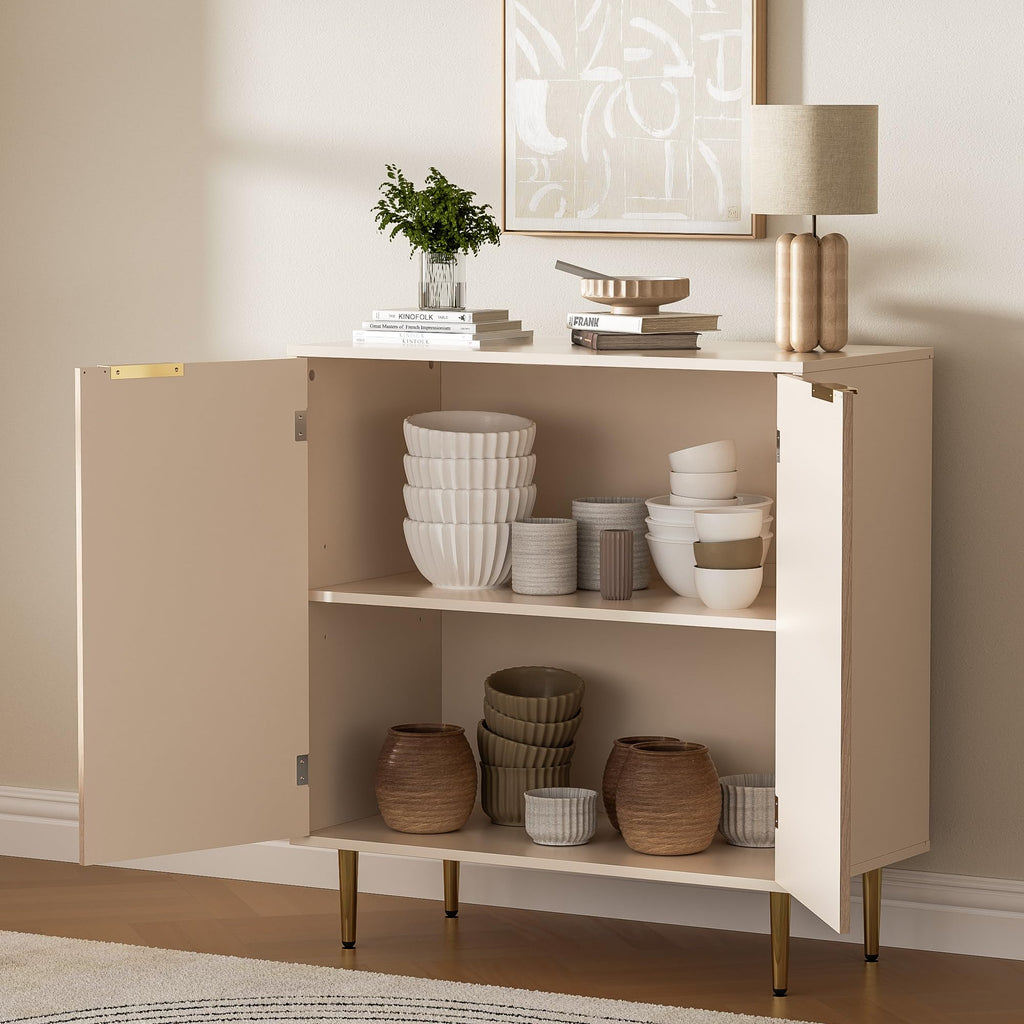 Oak Fluted Sideboard Storage Cabinet with 2 Doors Q743313